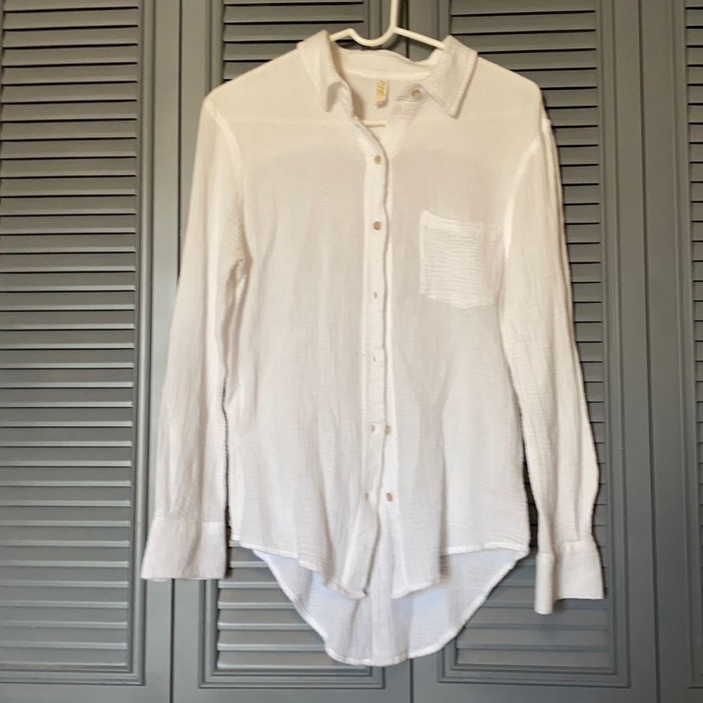 Free People : 100% Cotton White Button Down - XS